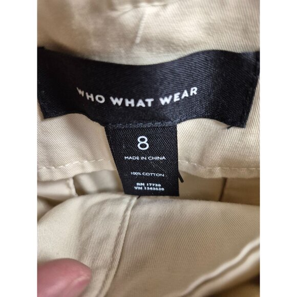Who What Wear Womens Tapered Trousers Size 8 Beige Cotton Blend - Picture 2 of 3
